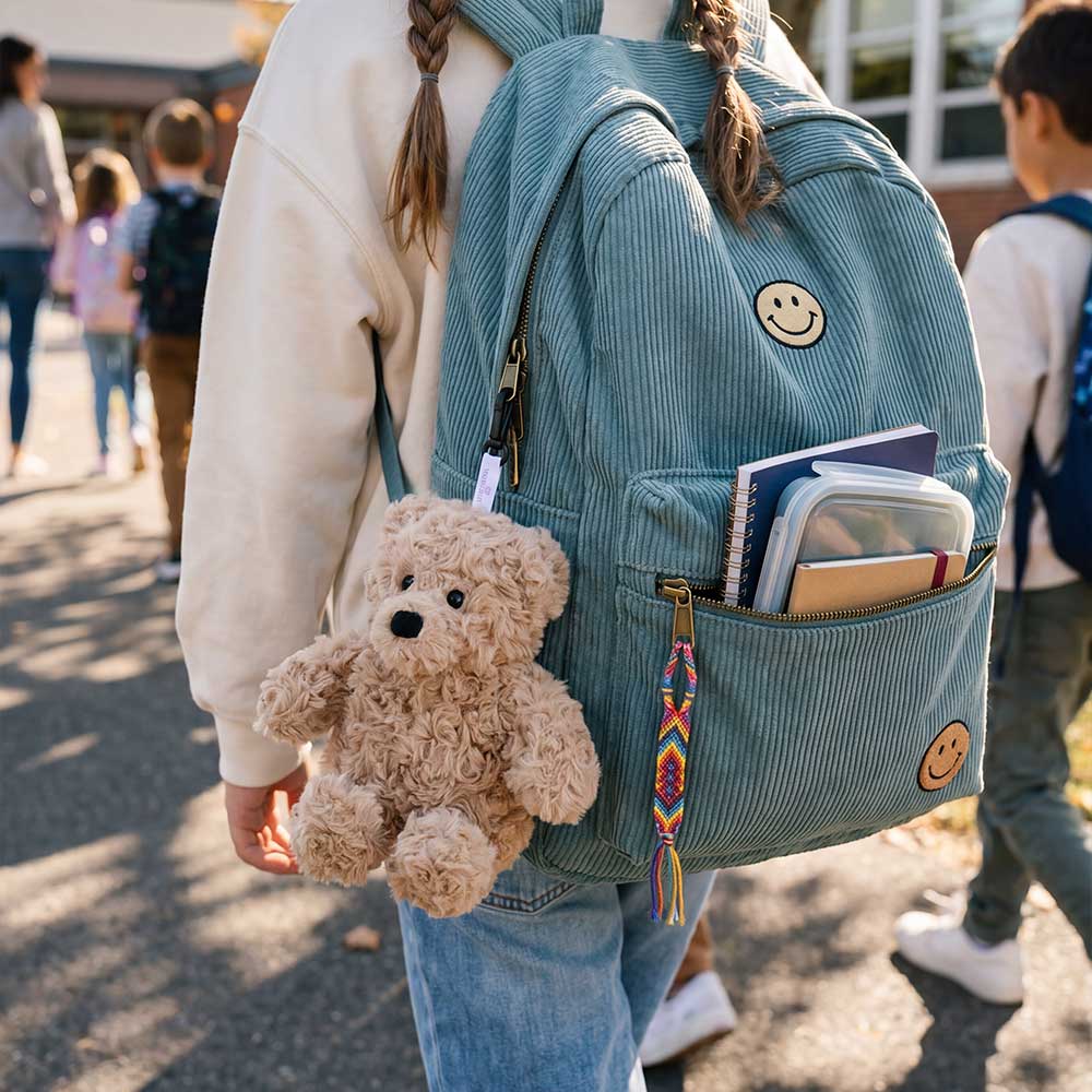 Brown Curly Bear Warmies Bag Charm