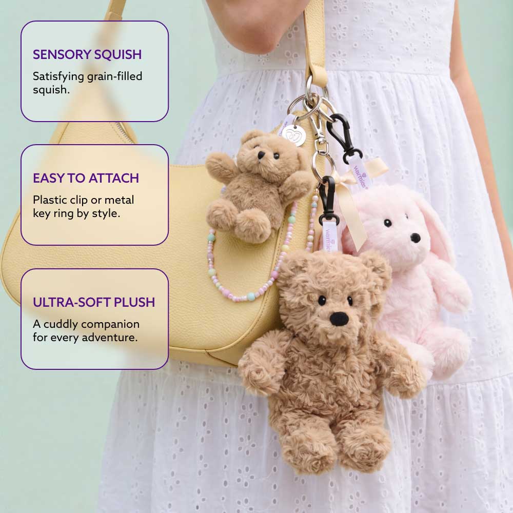 Brown Curly Bear Warmies Bag Charm