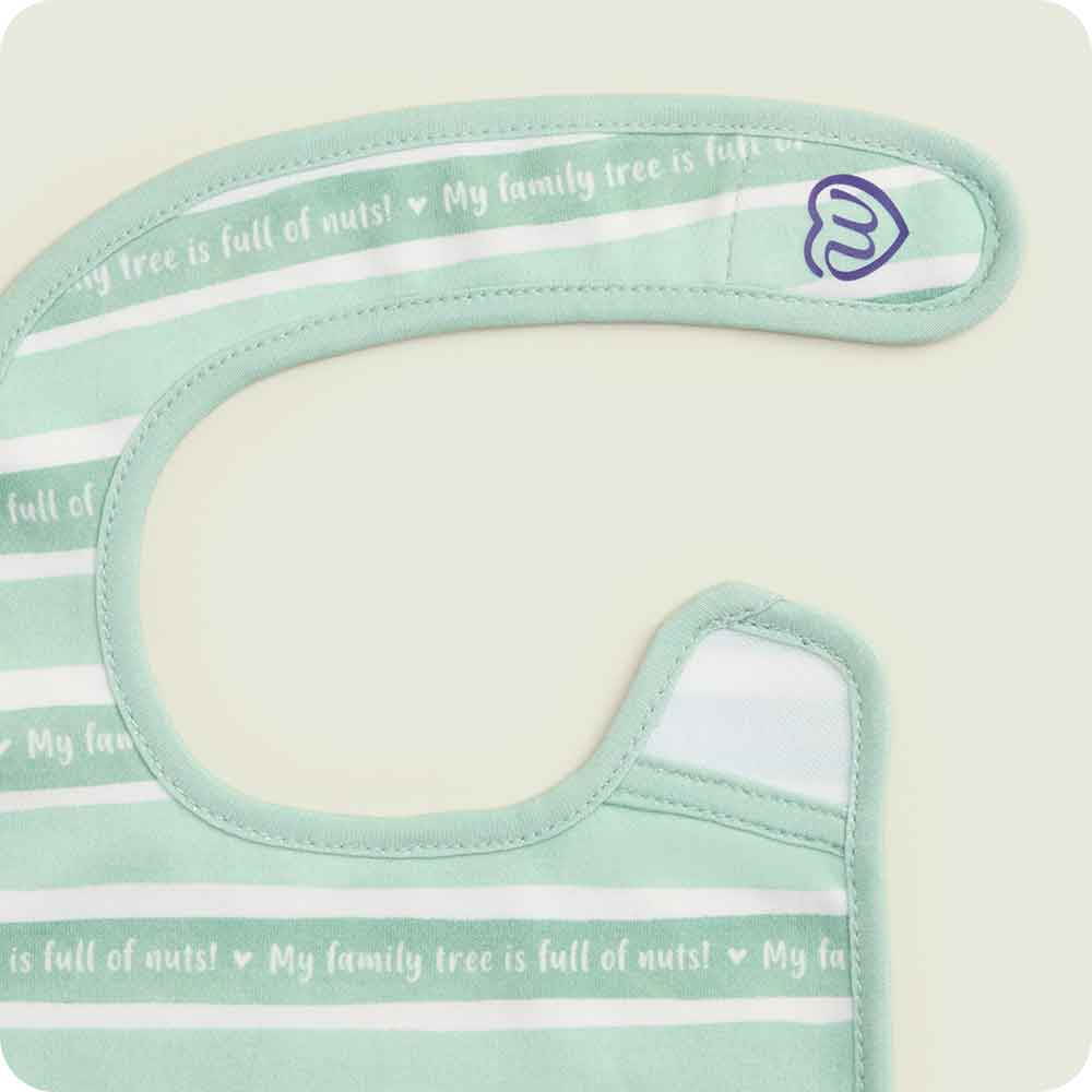 warmies gray squirrel bibs velcro detail