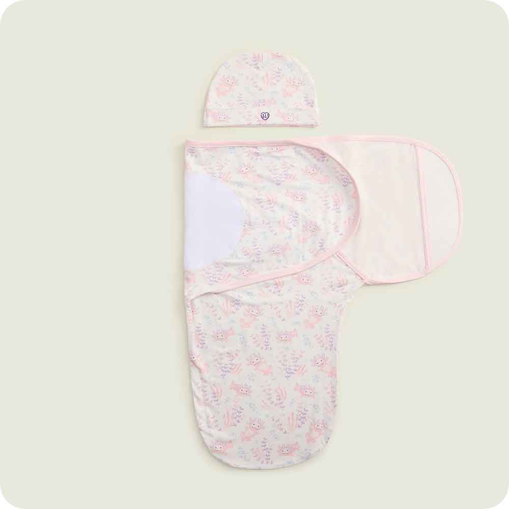 warmies Pink Axolotl Swaddle & Beanie Gift Set for babies