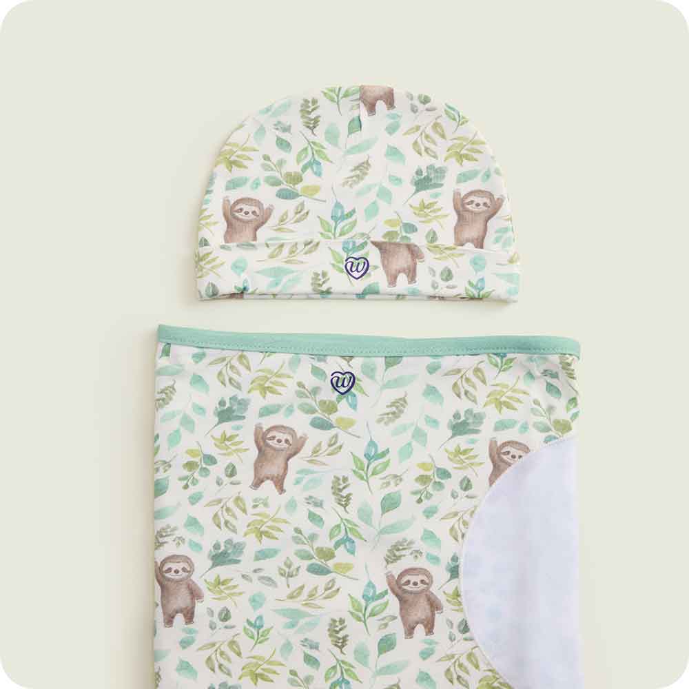 warmies Sloth Swaddle & Beanie Gift Set