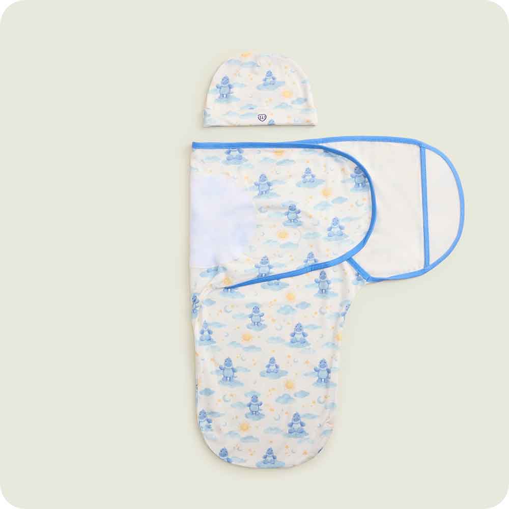 warmies Trex baby blue Swaddle & Beanie Gift Set