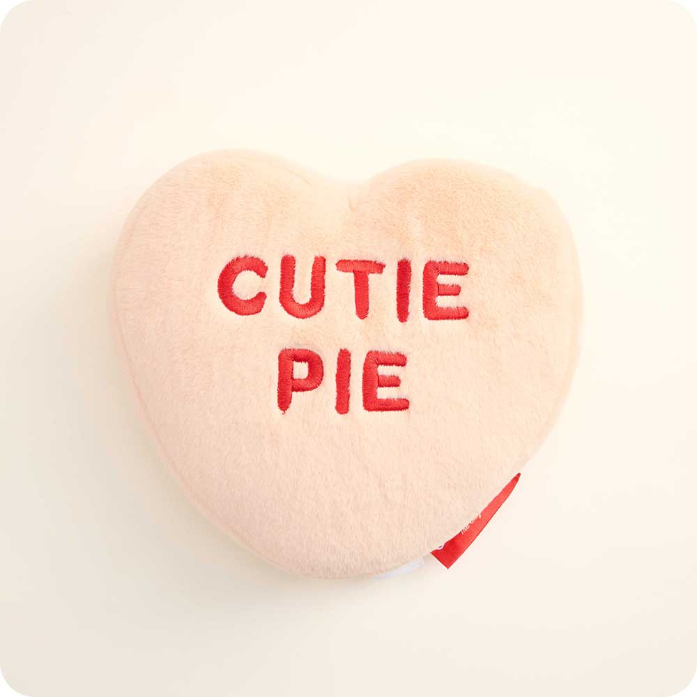 microwavable sweethearts peach cutie pie conversation heart warmies stuffed animal