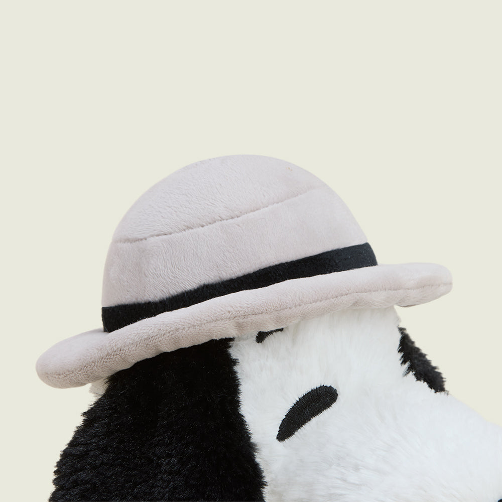 camp snoopy stuffed animal warmies hat detail