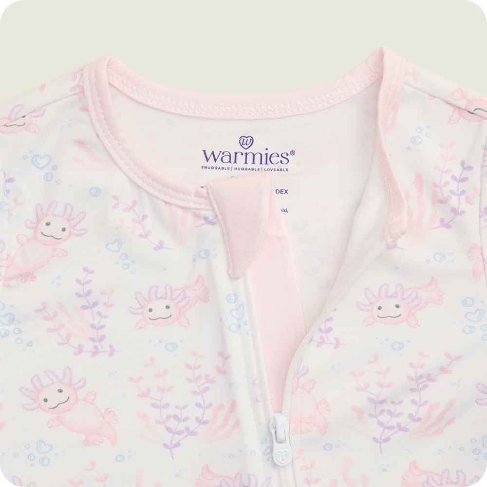 warmies pink axolotl footie pajamas zipper closure