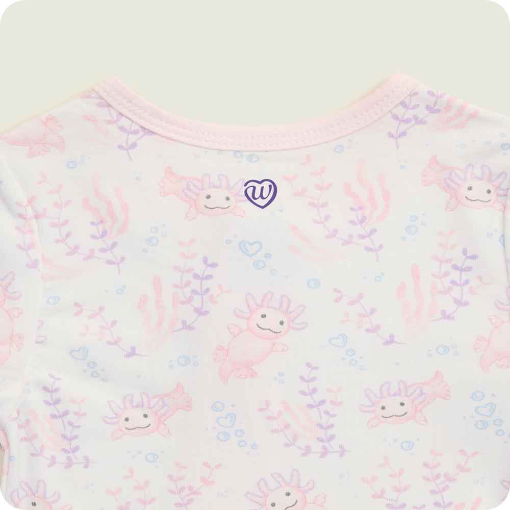 warmies pink axolotl footie pajamas for toddlers