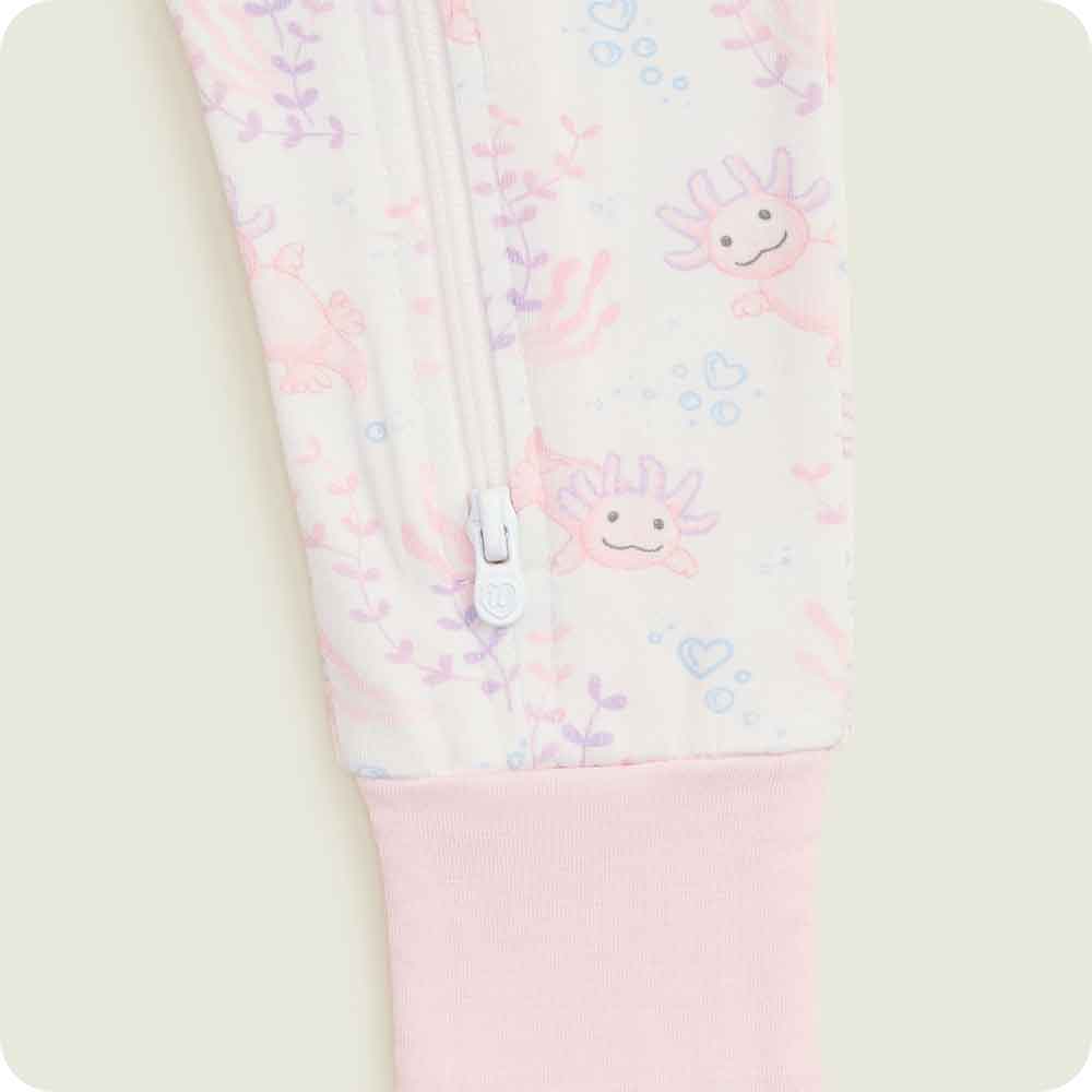 warmies pink axolotl footie toddler pjs with zipper