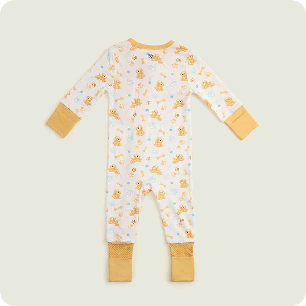 warmies golden dog footie pajamas back detail