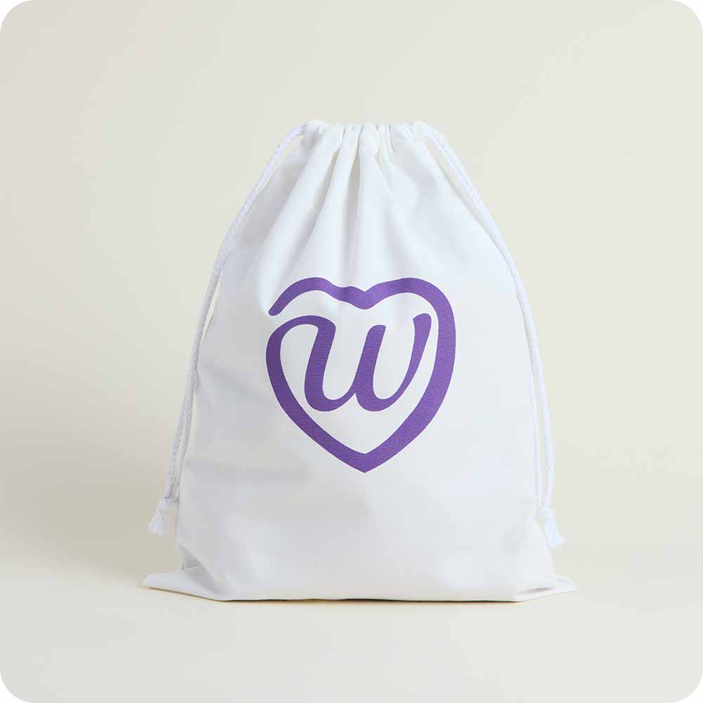 Warmies microwave-safe, reusable, drawstring canvas bag