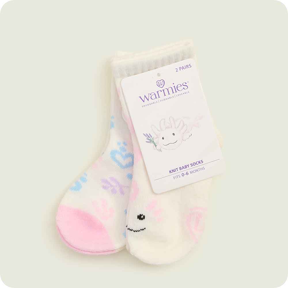 warmies tag pink axolotl knit baby sock set
