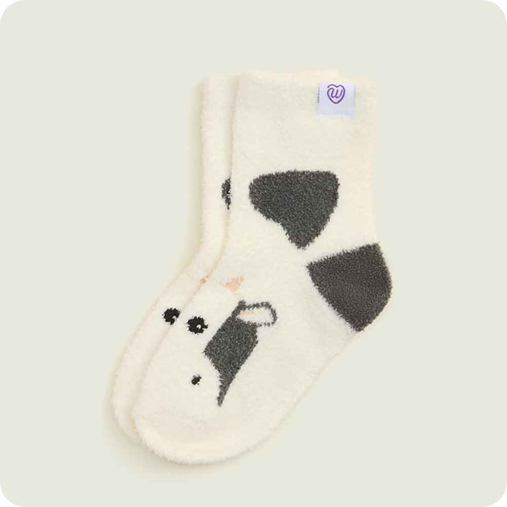 Warmies Black and White Cow Crew Sock Set side view
