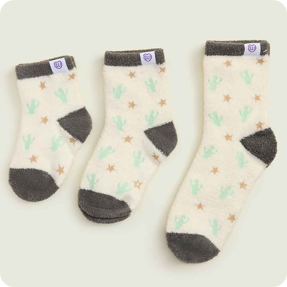 Warmies Black and White Cow Crew Sock Set cactus pattern