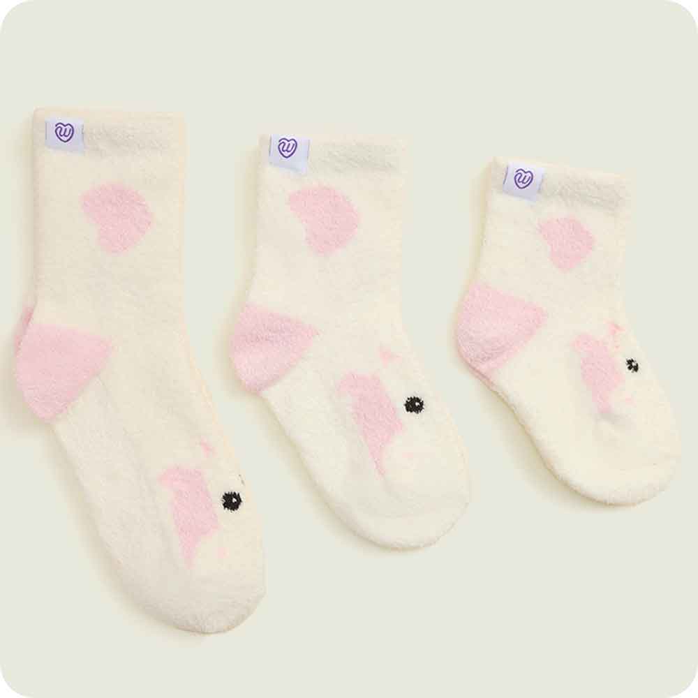 Warmies Strawberry Cow Crew Sock Set three sizes