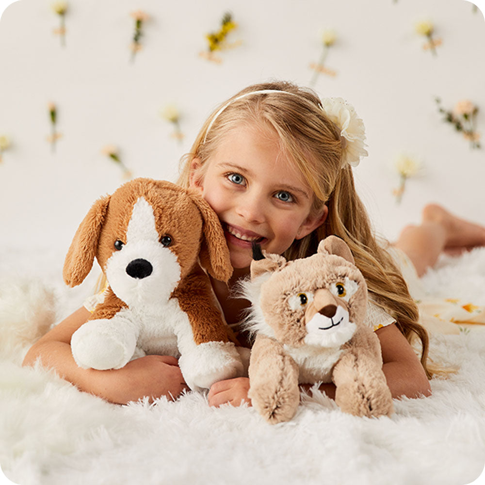 bobcat and beagle warmies lifestyle