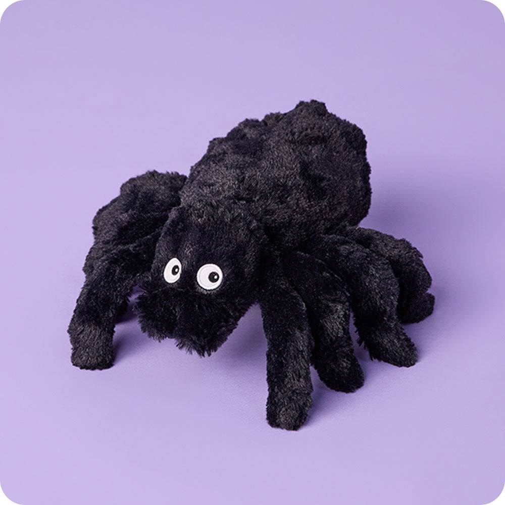 spider stuffed animal on purple background