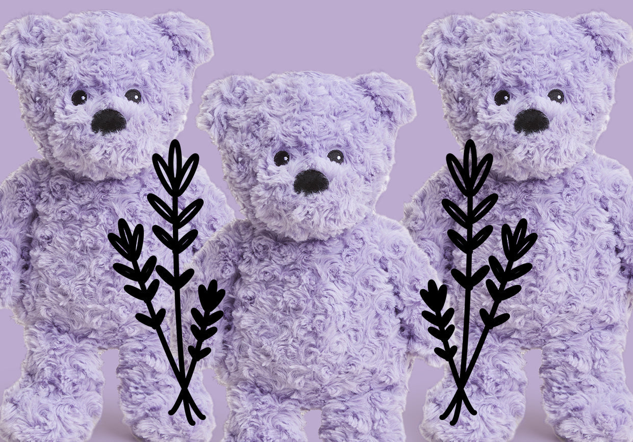Variety of Lavender Plush Companions by Warmies.