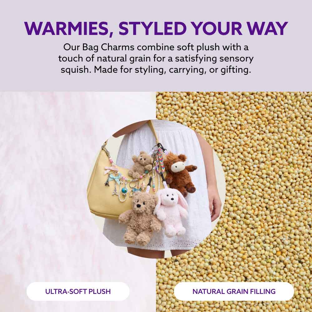 Brown Curly Bear Warmies Bag Charm