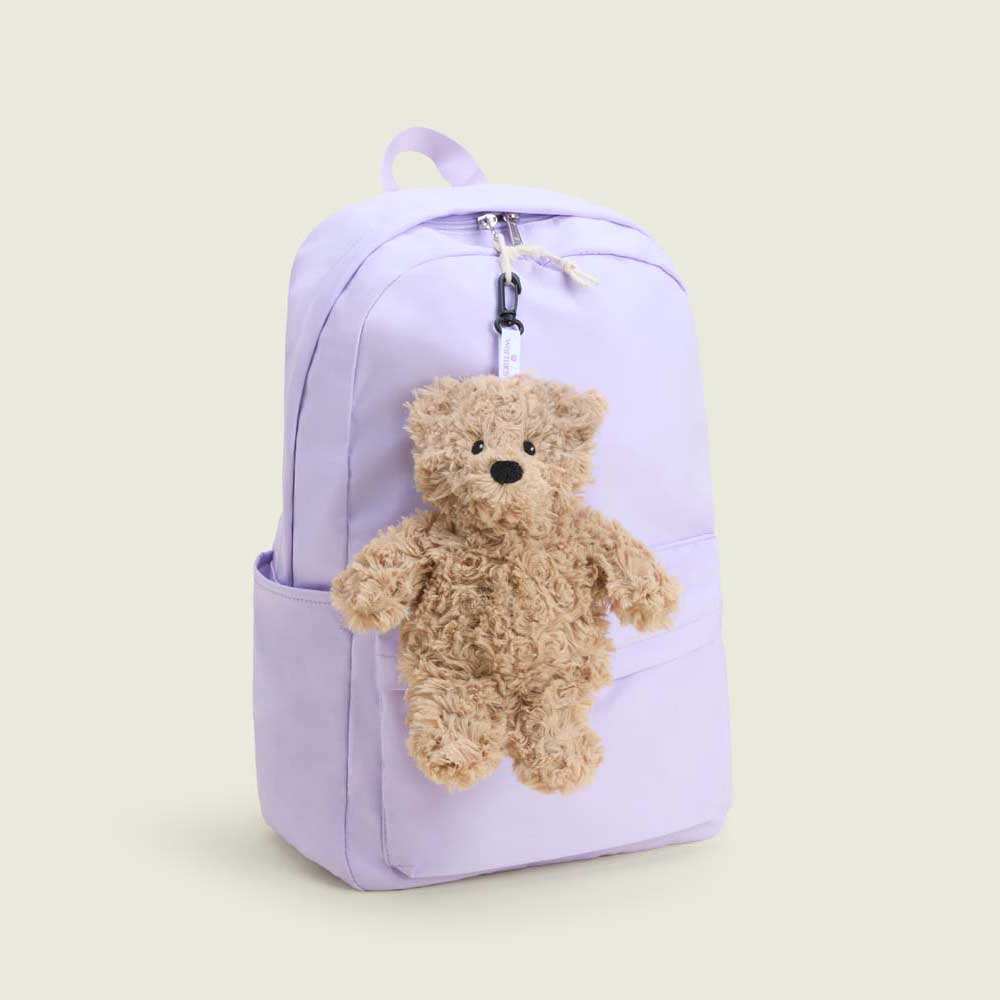 Brown Curly Bear Warmies Bag Charm