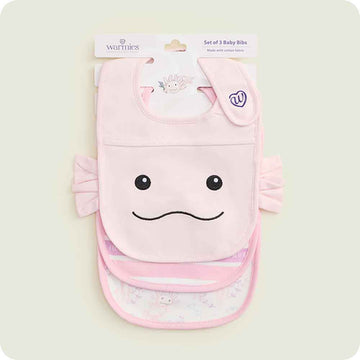 warmies pink axolotl baby bibs set of 3