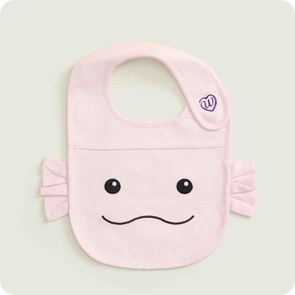 warmies pink axolotl baby bib