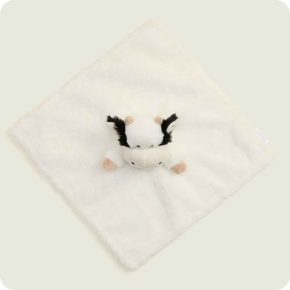 Black and White Cow Lovey Blanket Warmies top view