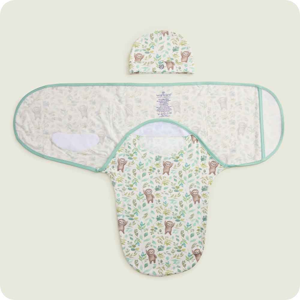 warmies Sloth Swaddle & Beanie Gift Set open detail