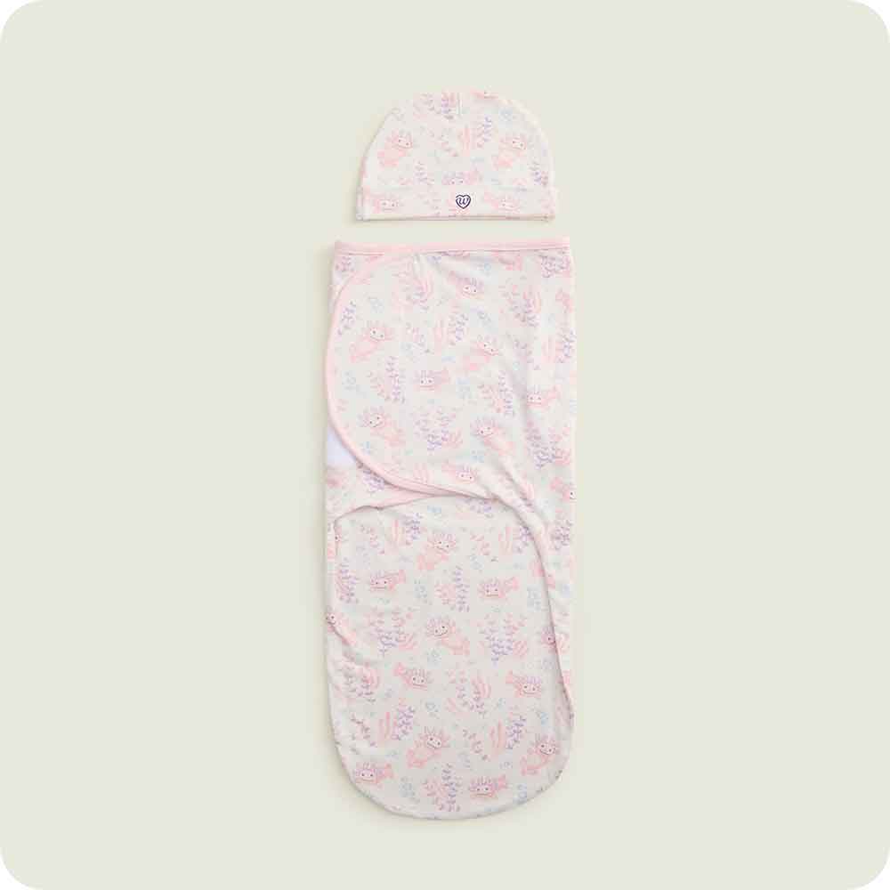 warmies Pink Axolotl Swaddle & Beanie baby Gift Set