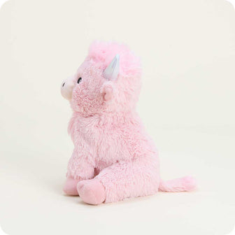 microwavable pink highland cow warmies stuffed animal side view