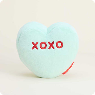 microwavable sweethearts green xoxo conversation heart warmies plush front detail