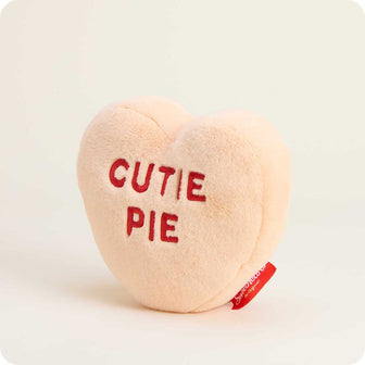 microwavable sweethearts peach cutie pie conversation heart warmies plush