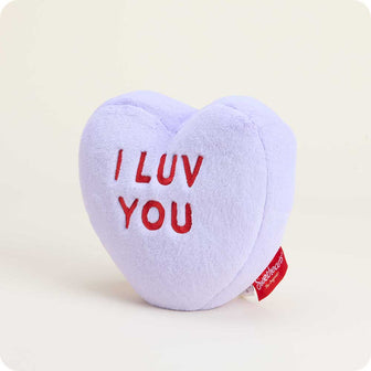 microwavable sweethearts purple I luv you conversation heart warmies stuffed animal valentine's day gift