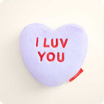 microwavable sweethearts purple I luv you conversation heart warmies stuffed animal