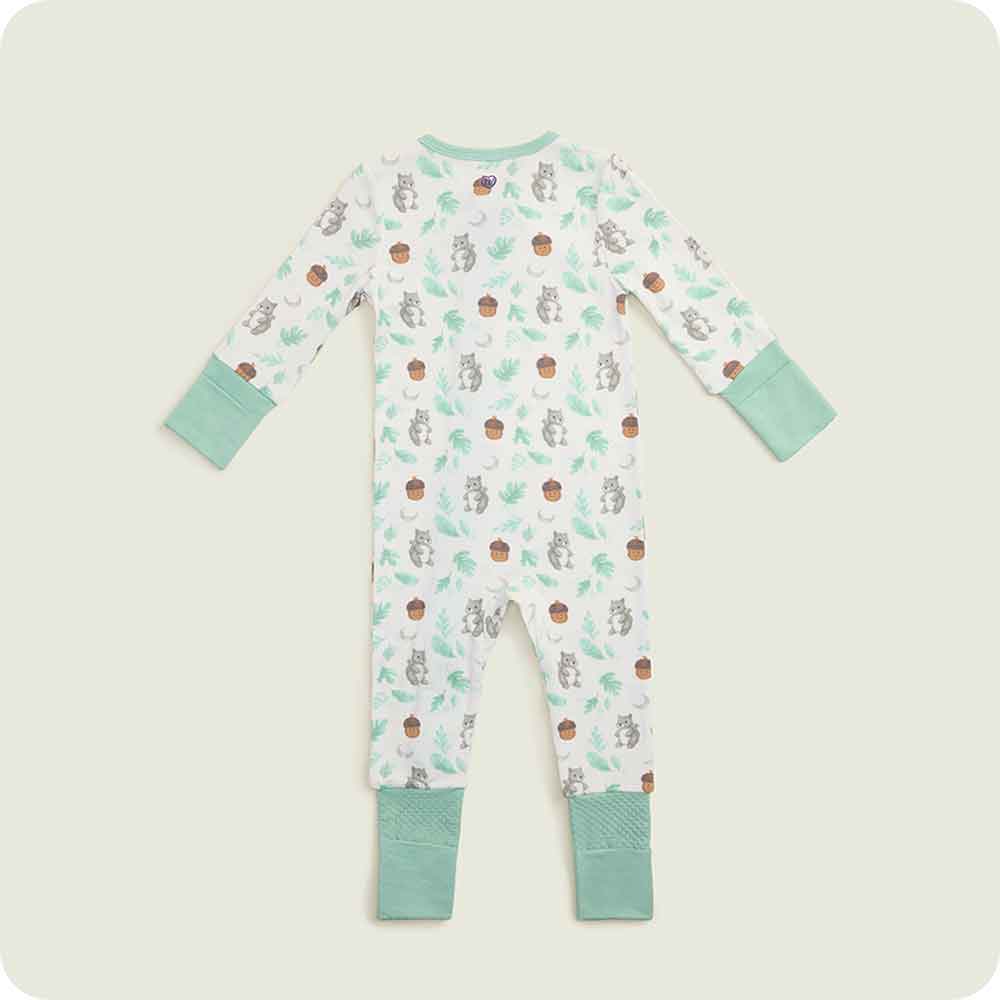 warmies Gray Squirrel Footie Pajamas back view
