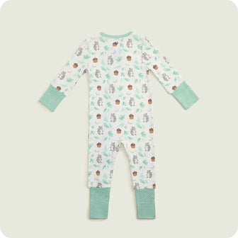 warmies Gray Squirrel Footie Pajamas back view