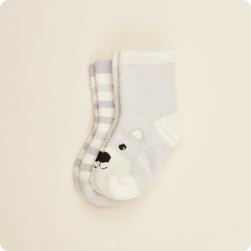 Microwavable Marshmallow Bear Crew Socks - Warmies USA