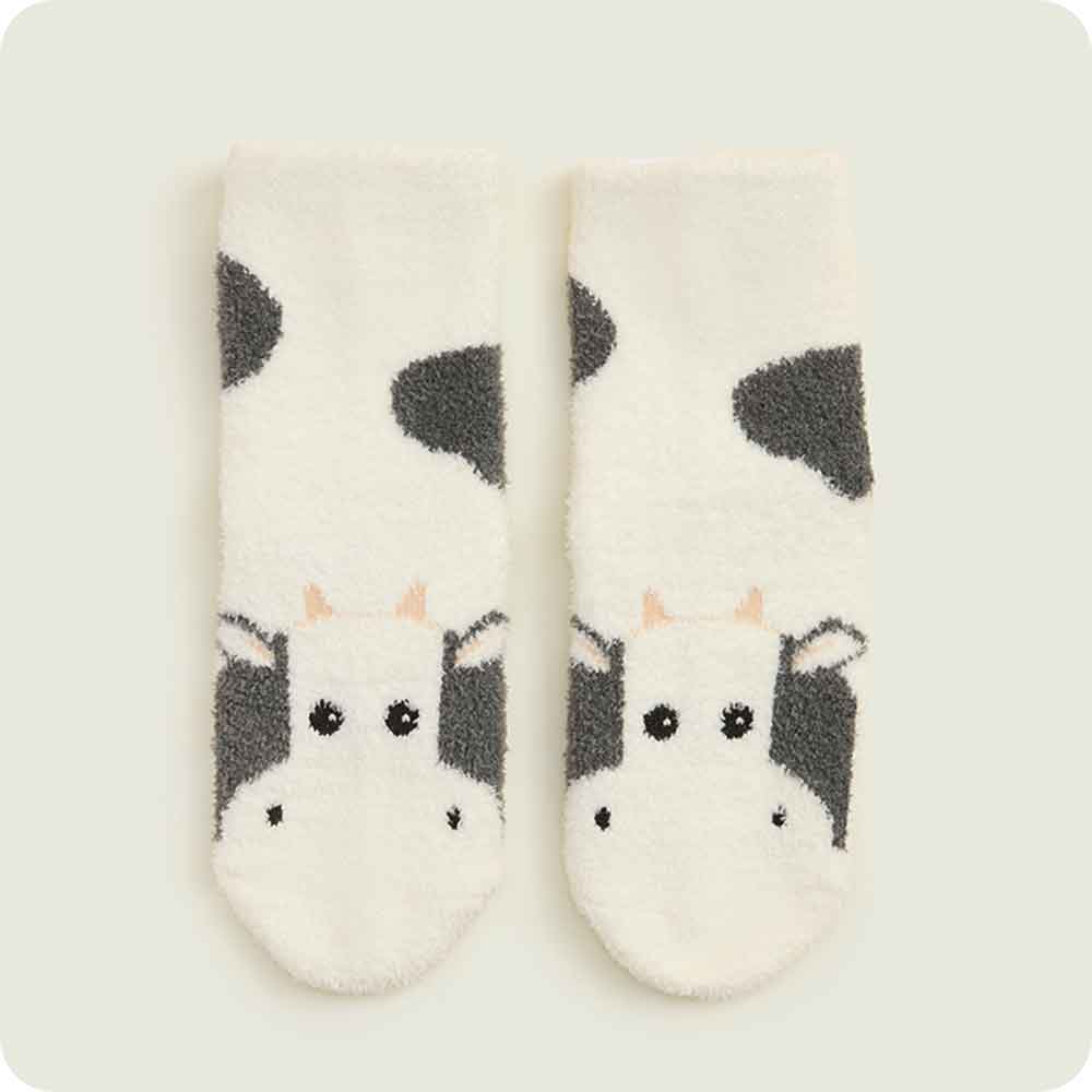 Warmies Black and White Cow toddler Crew Socks