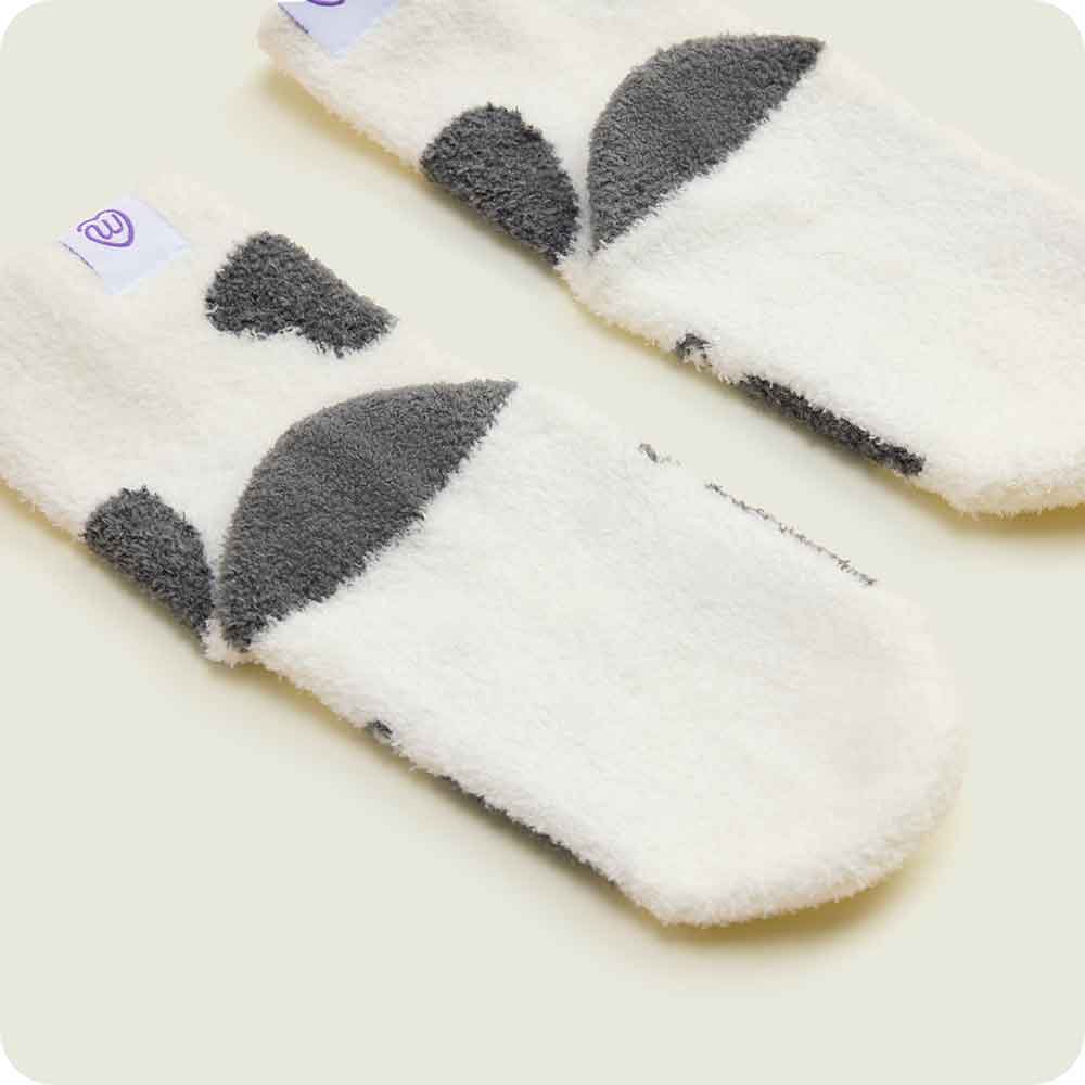 Warmies Black and White plush soft Cow Crew Sock Set