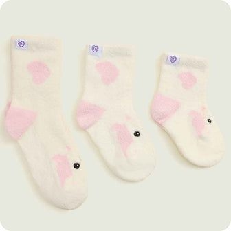 Warmies Strawberry Cow Crew Sock Set three sizes