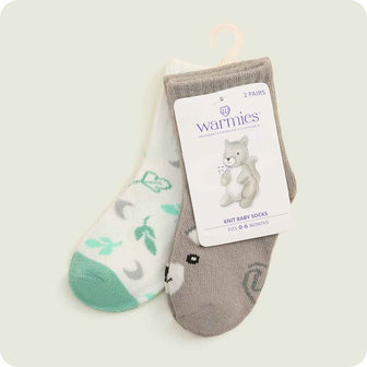 warmies knit baby socks gray squirrel