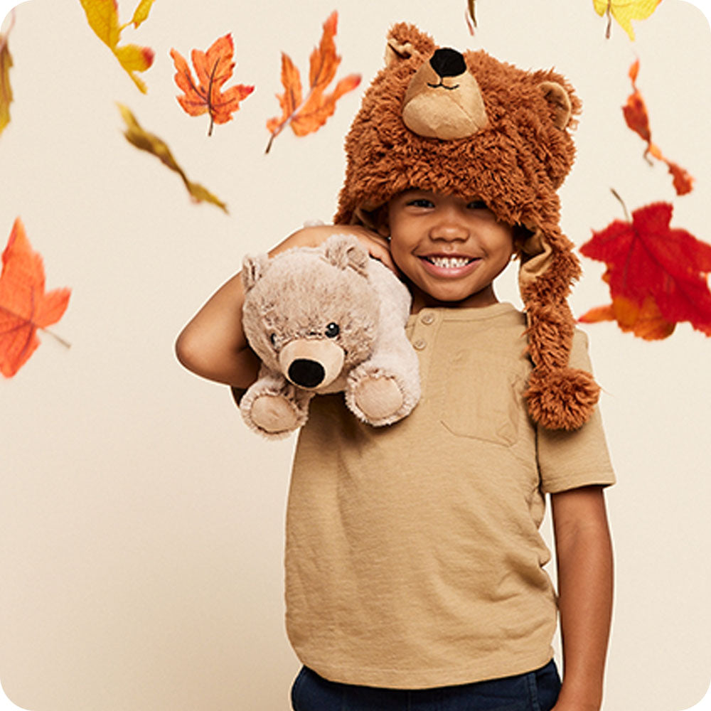 brown bear warmies stuffed animal autumn lifestyle