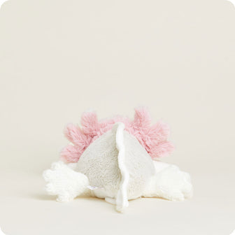 Huggable White and Pink Axolotl Warmies Plush Heating Pad for Relaxation Back View