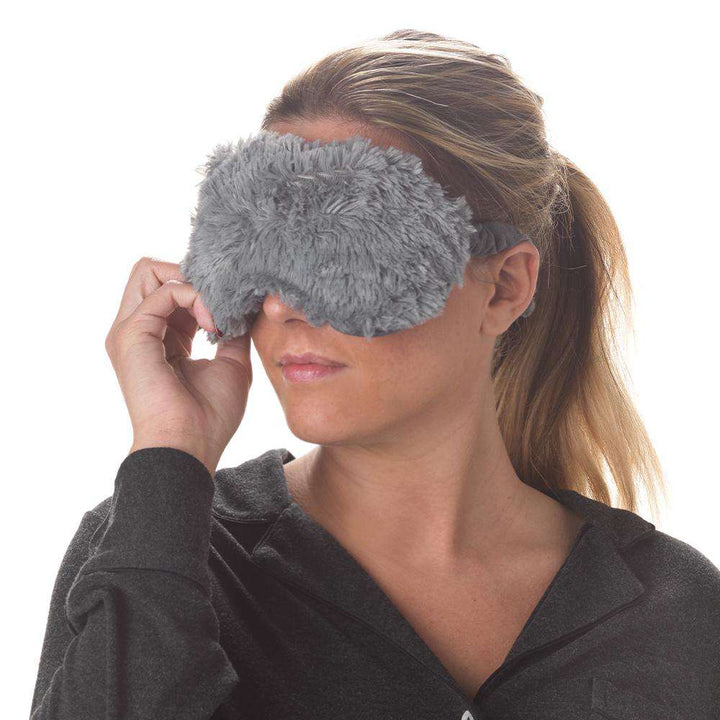 Gray Warmies Eye Mask: Microwavable tranquility for soothing comfort.