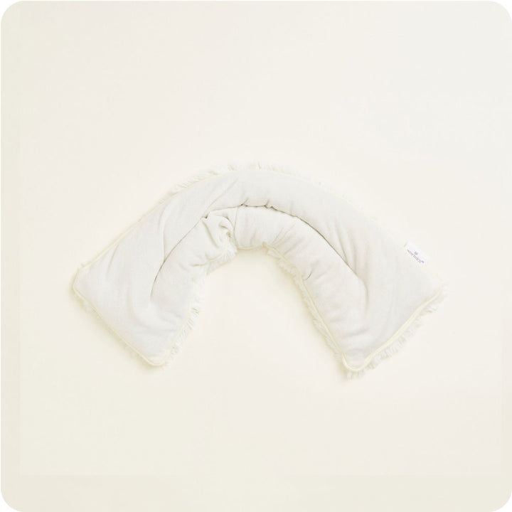Cream Warmies Neck Wrap: Microwavable luxury for stylish warmth.