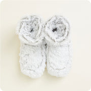 Gray marshmallow Warmies slippers close-up