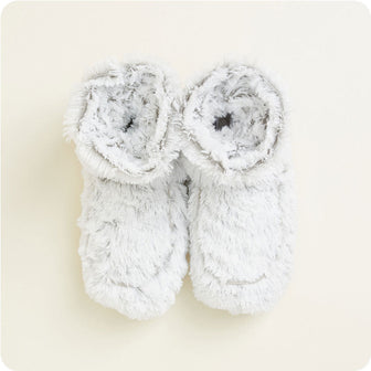 Gray marshmallow Warmies slippers close-up
