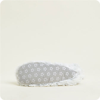 Cozy gray Warmies slipper detail view