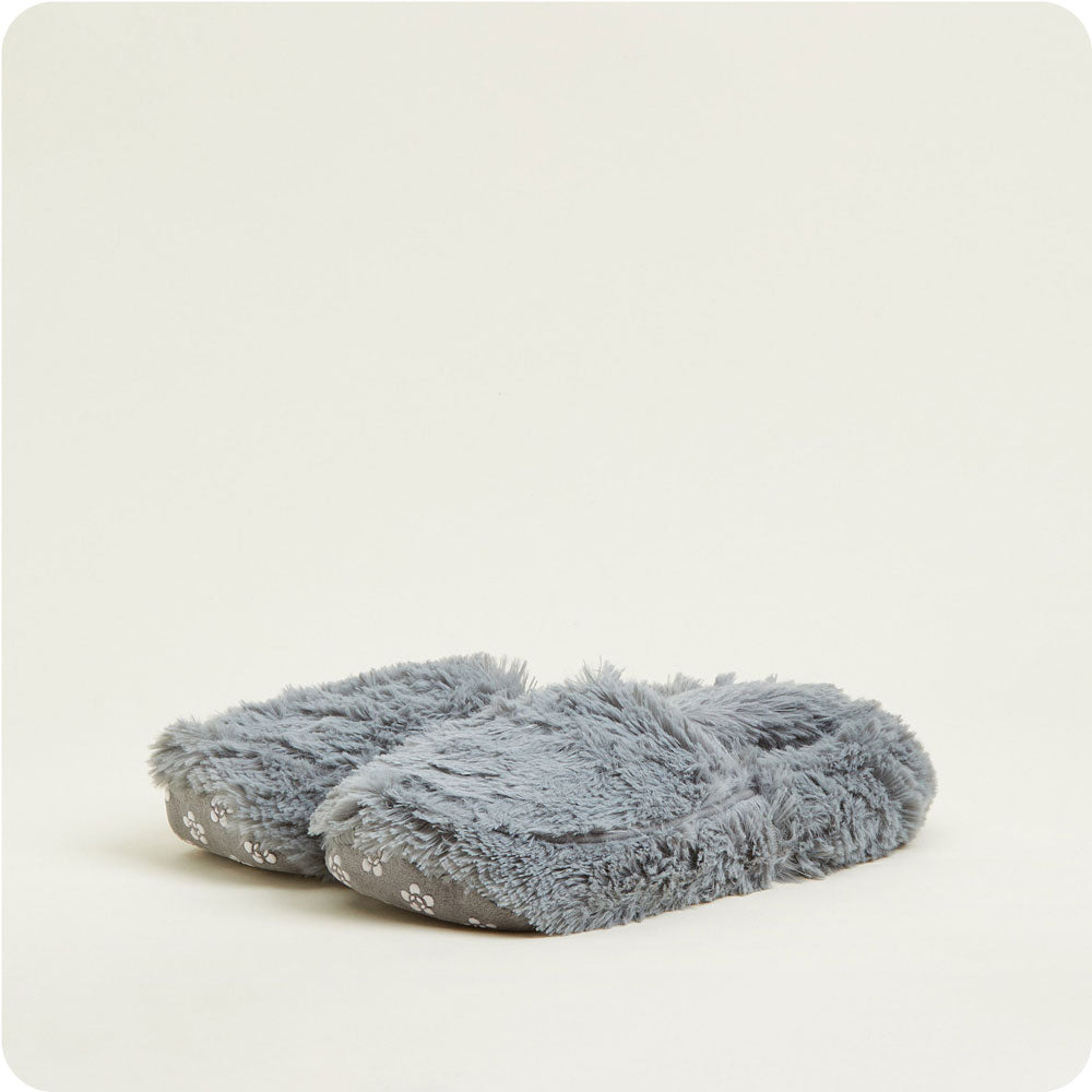 Revitalize your feet with Gray Warmies Slippers—microwave and relax.