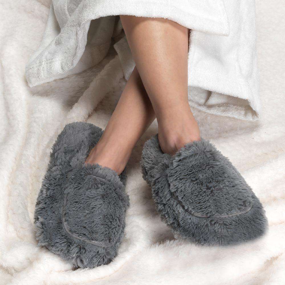 Gray Warmies Slippers: Cozy microwavable comfort from Warmies USA.