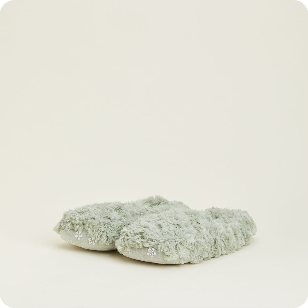 Cozy Curly Sage Green Warmies Slippers